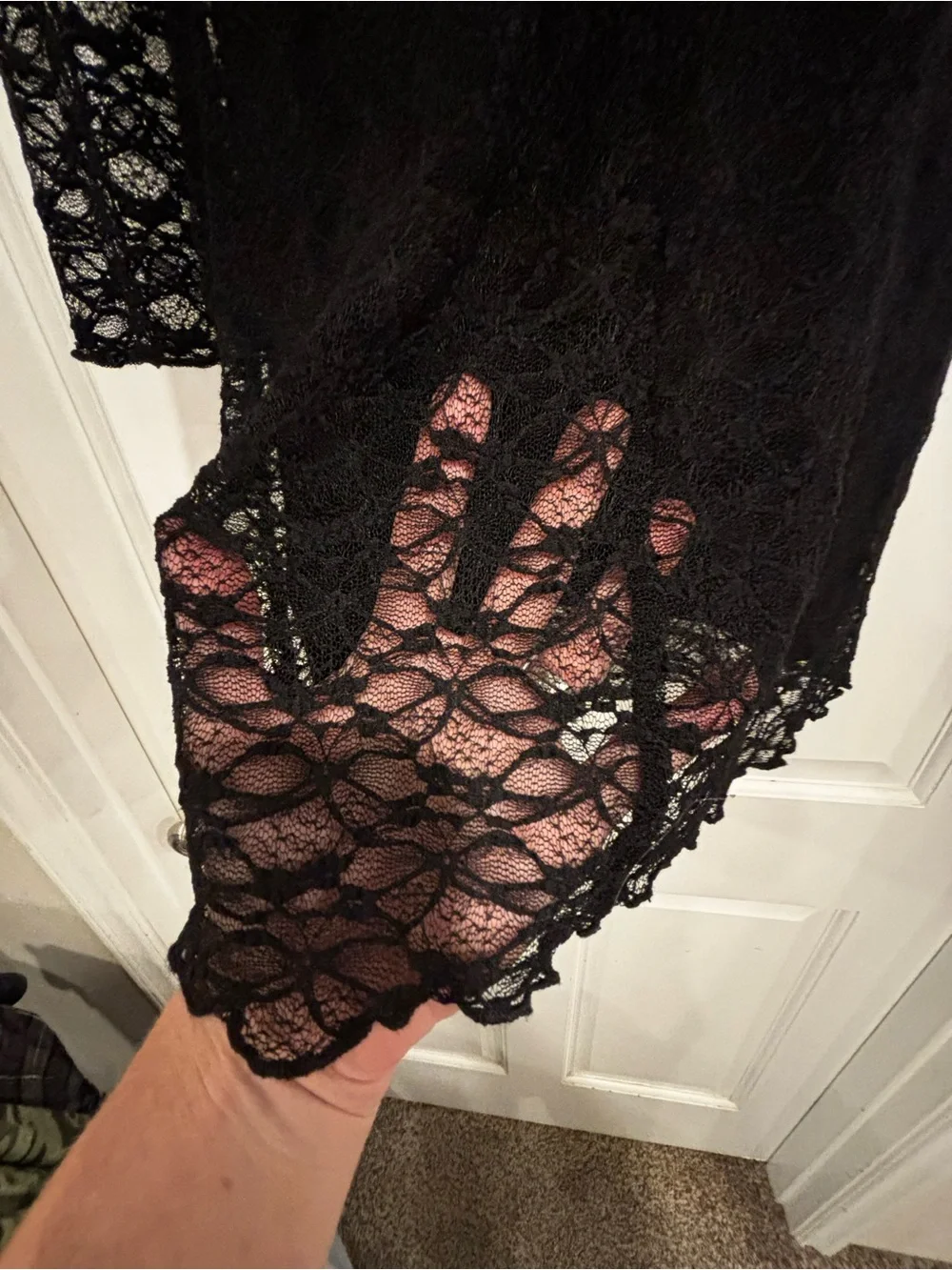 art class Black Floral Lace Long-Sleeve Dress